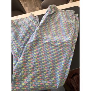 Vineyard Vines Lounge Pants Size S Blue Fish Print 100 Cotton Elastic Waist